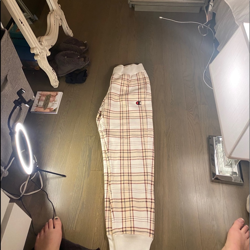 Plaid champion sweatpants size medium